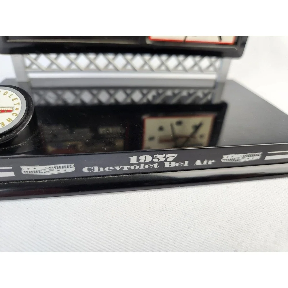 Vintage 1957 Chevrolet Bel Air Desk Clock Dealership Car Advertisement Display